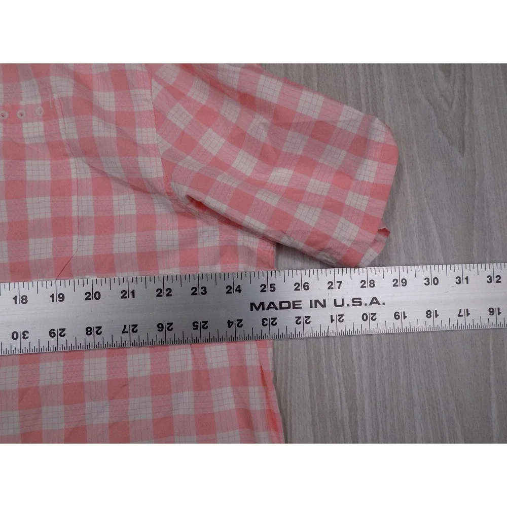Columbia PFG Mens XL Pink Gingham Short Sleeve Fishing Shirt Omni-Shade FM1039 - Picture 7 of 11